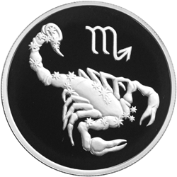 Серебряные юбилейные монеты России Скорпион 2 рубля Серия: Знаки зодиака
