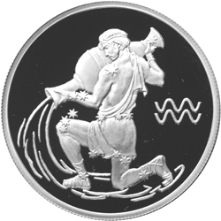 Серебряные юбилейные монеты России Водолей 2 рубля Серия: Знаки зодиака