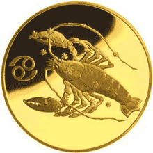 Золотые юбилейные монеты России 50 рублей Рак Серия: Знаки зодиака