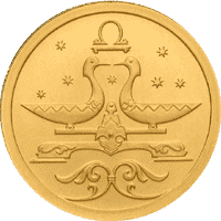 Золотые юбилейные монеты России Весы 25 рублей Серия: Знаки зодиака