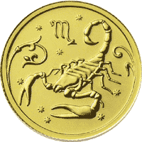 Золотые юбилейные монеты России 25 рублей Серия: Знаки зодиака Скорпион