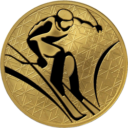 Золотые юбилейные монеты России Серия: Зимние виды спорта Горнолыжный спорт 200 рублей