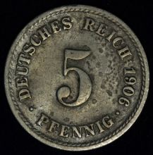 Купить 5 PFENNIG (Пфеннигов) 1906 года цена