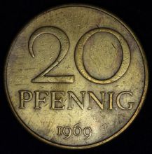 Купить 20 PFENNIG (Пфеннигов) 1969 года цена