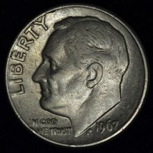 Купить One Dime 1967 Дайм (10 центов) Рузвельта  цена стоимость