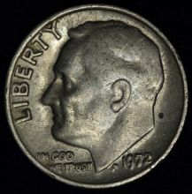 Купить One Dime 1972 Дайм (10 центов) Рузвельта цена стоимость