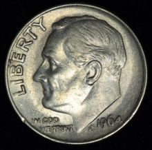 Купить One Dime 1964 Дайм (10 центов) Рузвельта  (серебро) цена стоимость
