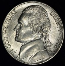Купить Five cents 1996 5 центов Джефферсон цена стоимость