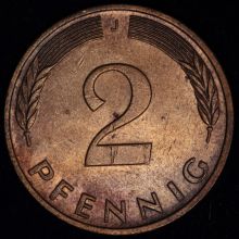 Купить 2 PFENNIG (Пфеннига) 1990 года J цена