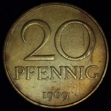 Купить 20 PFENNIG (Пфеннигов) 1969 года цена монеты