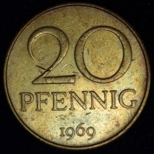 20 PFENNIG (Пфеннигов) 1969 года купить стоимость